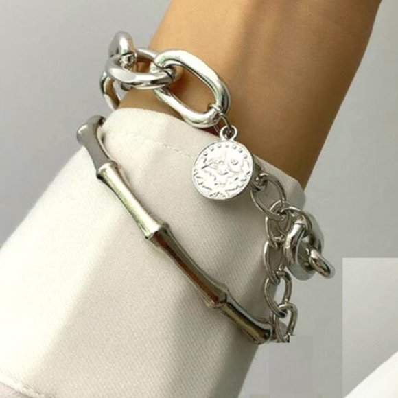 2PCS/Set Bamboo Bangle and Chain Bracelet - Picture 3 of 13